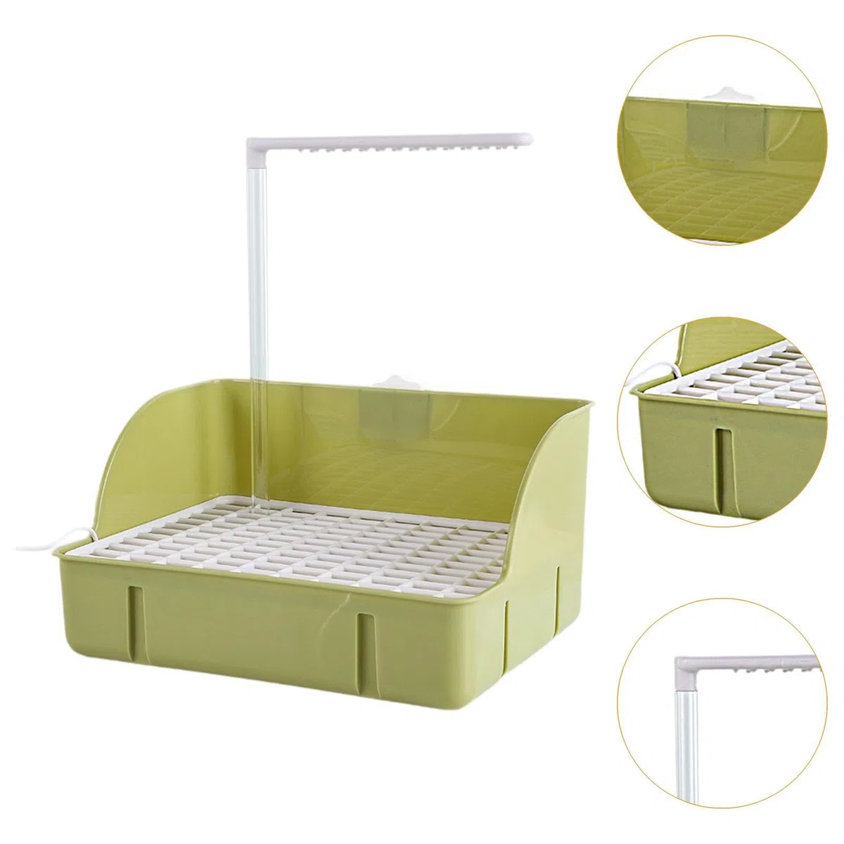 Baño para Loros, Ducha, Bañera para Pájaros, Dispensador de Agua, Grifo Circulador, Accesorios para Jaula para Jilgueros Y Loros, Verde