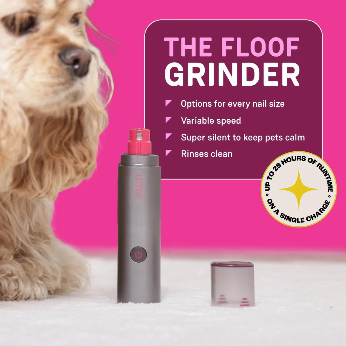 FLOOF Cortaúñas para perros para aseo y amoladora de uñas para perros, kit profesional de aseo para perros para experiencia similar a un salón, libertad Powershare de 20 V, sistema portátil de aseo