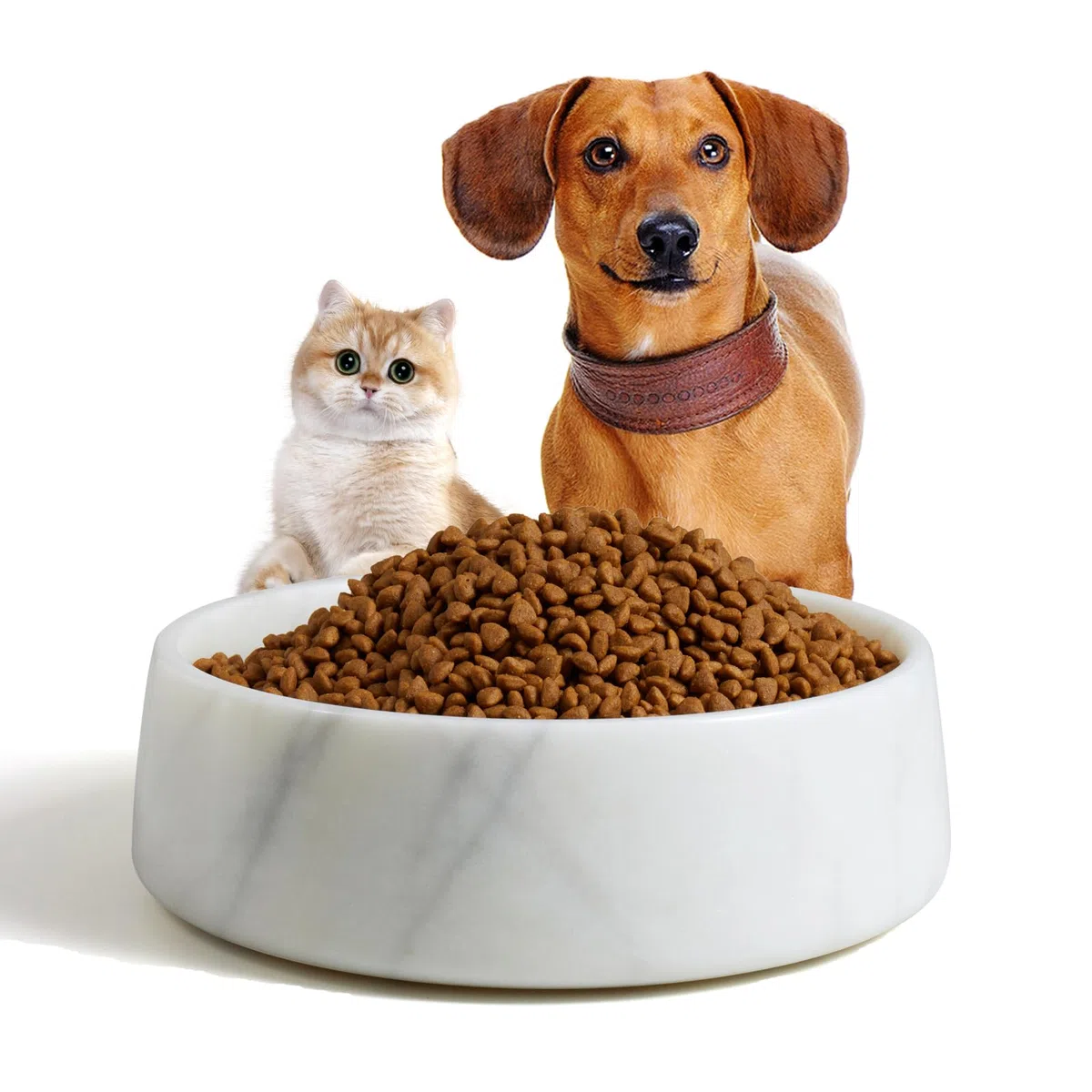 SAMAH Cuenco de mármol para perros, cuenco antideslizante para agua y comida para perros, plato pequeño de piedra con peso, cuenco de mármol natural resistente para gatos y perros pequeños, regalos