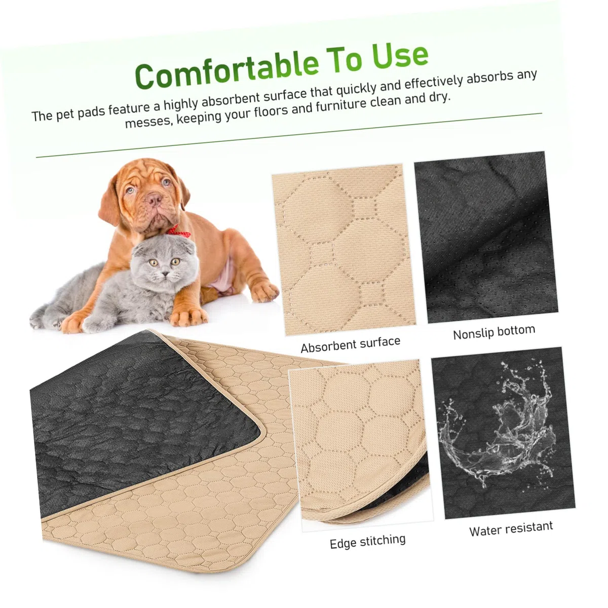Empapadores para Orina de Perro Extra Grandes Lavables 2 Piezas | Poliéster, Base Antideslizante Reutilizable, para Gatos y Perros, Uso en Sofás y Jaulas