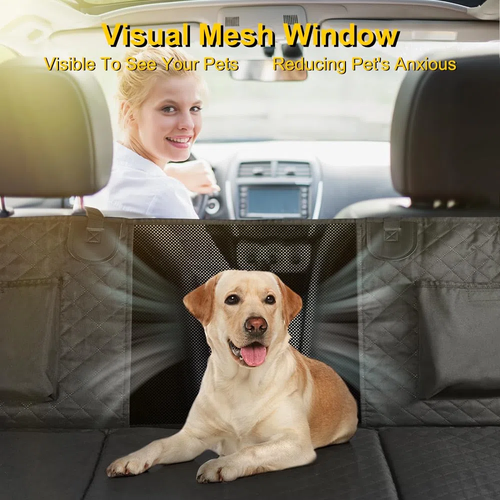 Vailge Funda de Asiento de Coche 6 en 1 para Asiento Trasero, división 60/40, 100% Impermeable, con Ventana de Malla, Evita arañazos, Hamaca de Coche para Perro, Grande
