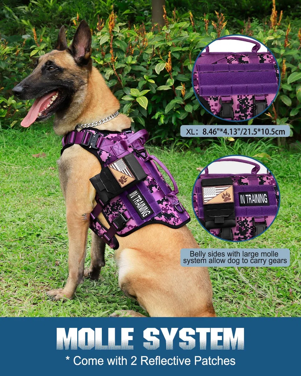 PETNANNY - Arnés táctico para perros de servicio, chaleco para perros de raza grande, panel de velcro para parches de perros de servicio, chaleco para perros de trabajo con asa para caminar,