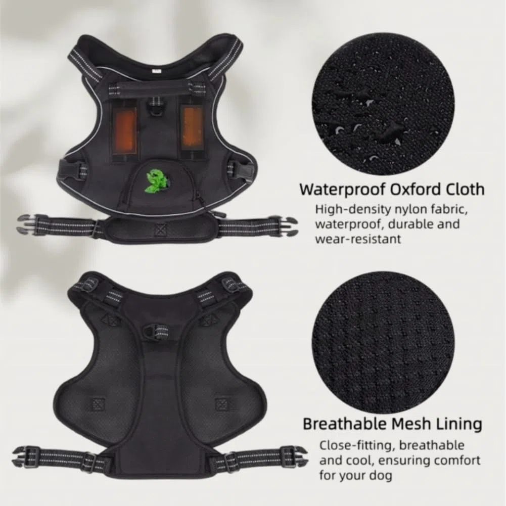 Arnes para Perro, Arnés Antitirones Ajustable con Reflectante y Asa de Control, Transpirable Arneses Chaleco para Perro Grande Mediano Pequeño (Caqui, S)