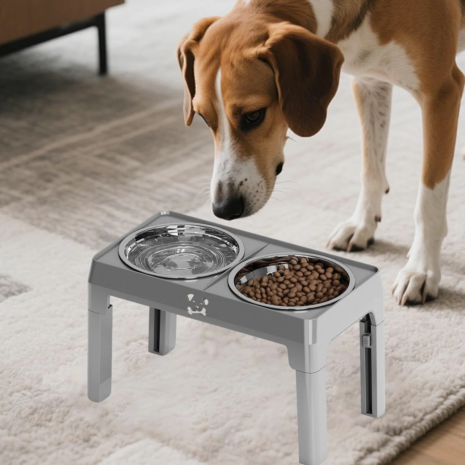 Comederos Elevados De Comida Para Perros Plato Antideslizante 5 Alturas | Cuencos De Acero Inoxidable Para Perros Con Soporte Protección De Cuello Y La Columna En Gatos Interiores, , Ca