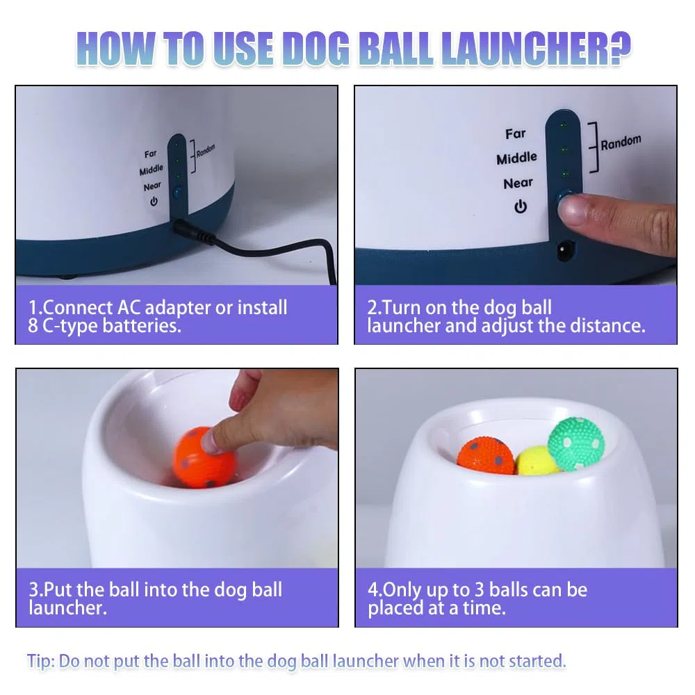 Lanzador automático de bolas para perros, máquina de búsqueda de bolas para perros, lanzador automático de bolas para perros pequeños y cachorros, juguetes interactivos para perros pequeños