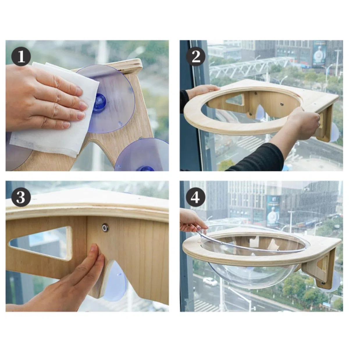 Repisas Para Gatos Para Pared Cueva de Mascotas con Ventosas de | Hamaca Ventana Para Gato Destinado a Trabajo Cocina Sala de Estar Hogar Interior Apartamento Esquina