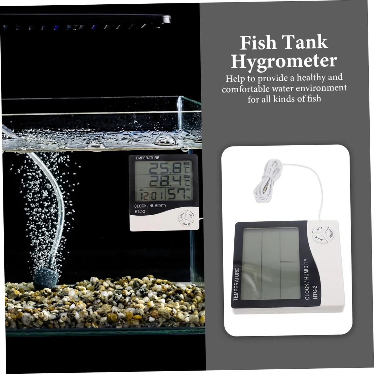 BESPORTBLE 2piezas Termómetro Digital Lcd Para Acuario y Terrario Higrómetro Electrónico Pantalla y Clara Monitoreo De Temperatura Del Agua Para Mantener Un Saludable Para Peces y Plantas