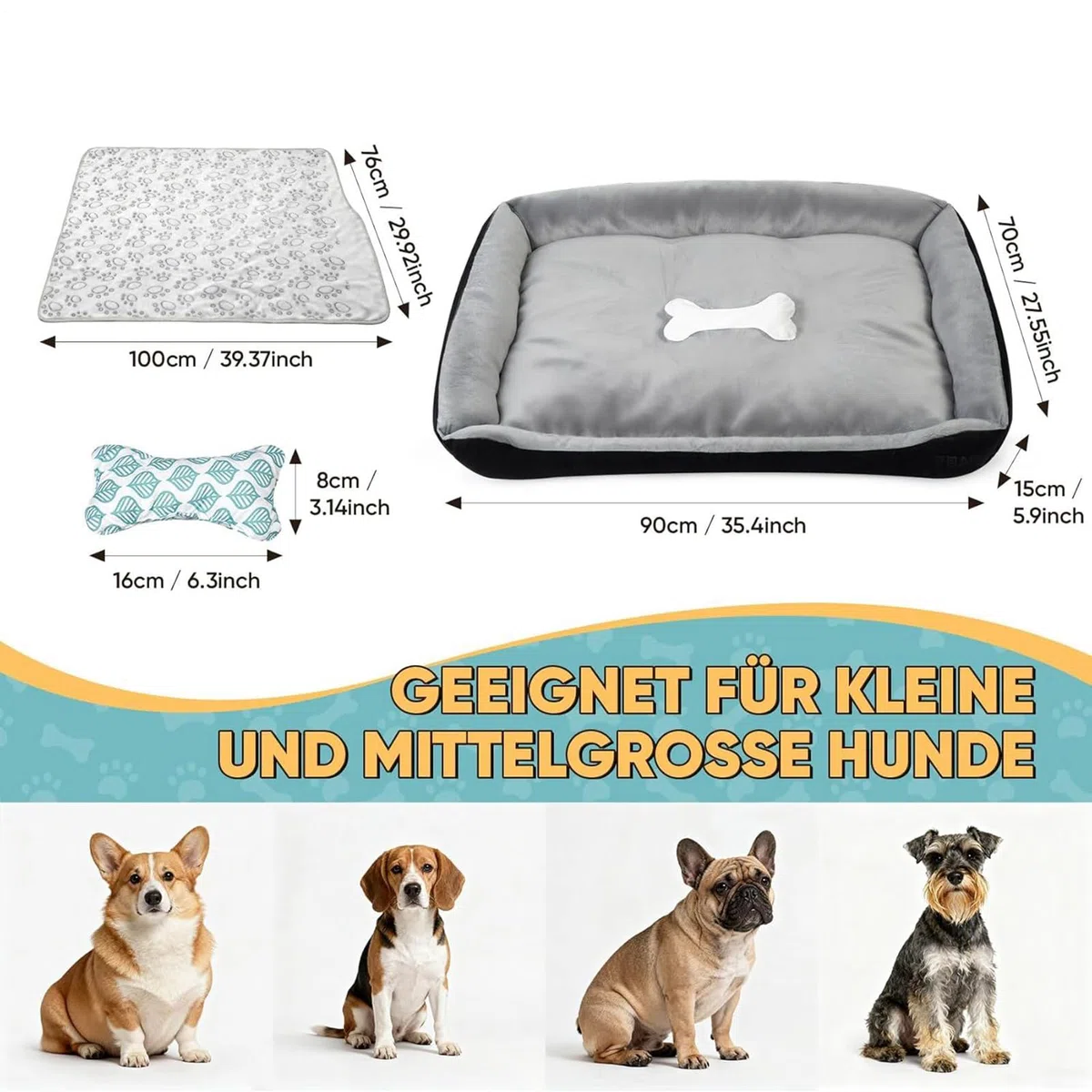 Cama Ortopédica Canina Peluche Lavable Para Mascotas | Cama Para Perros Mayores Con Fondo Antideslizante Para Cachorros Y Perros Pequeños A Medianos Interior Sala Balcón Hogar