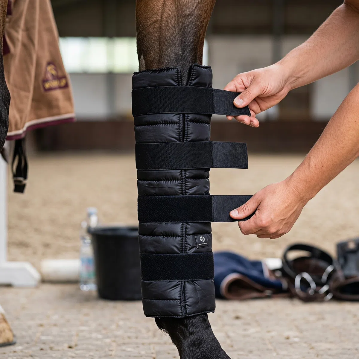 Botas Refrigerantes para Caballos con Gel Refrescante, Nylon Negro