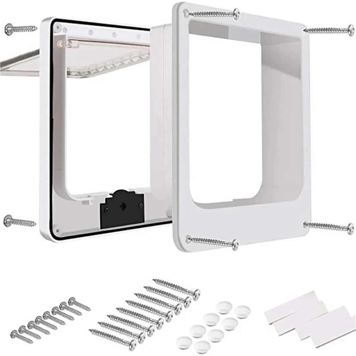 Gateras para Puertas Puerta direccional controlable de Entrada y Salida for Gatos, Suministros for Mascotas con Apertura Multifuncional Creativa(White,M)