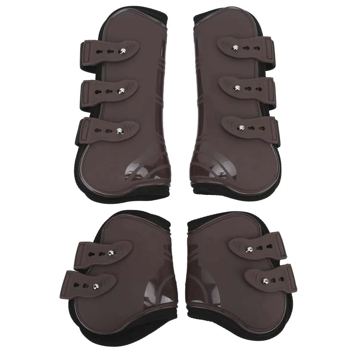 Botas de Caballo para Patas Delanteras Y Traseras, 4 Piezas PU Caballos Tendon Fetlock Brace Guard Boots, Envolturas Protectoras para Patas de Caballo para Montar, Absorción de Impactos, Saltos(M)