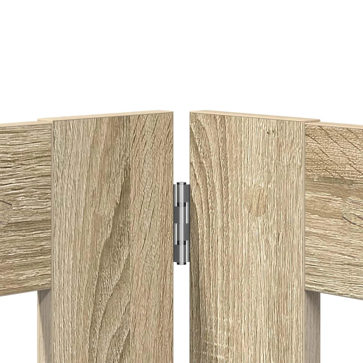 Mangloder - Portería plegable para perros con soporte, 2 piezas de roble Sonoma, material de madera, 160,5 cm de longitud total, plegable, interior, piso, rueda libre segura para perros, cachorros