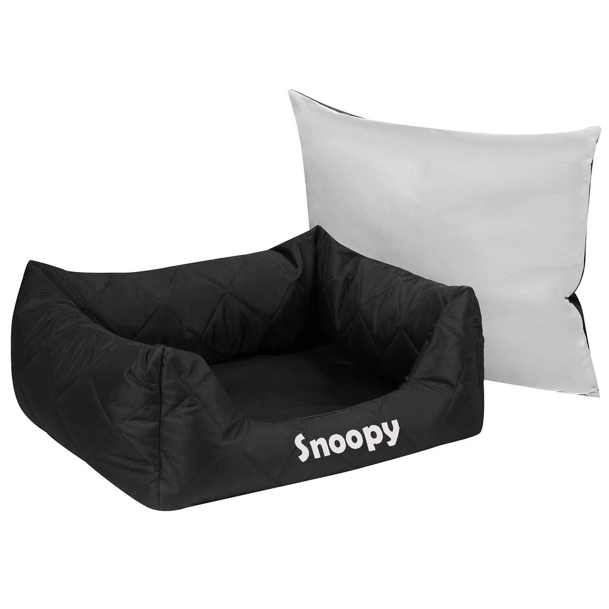 Ferocity Cama para Mascotas Personalizada con Nombre Cama para Perro, Sofá para Perro Cesta para Perro pequeño Lavable Negro - Gris 85x70 [123]