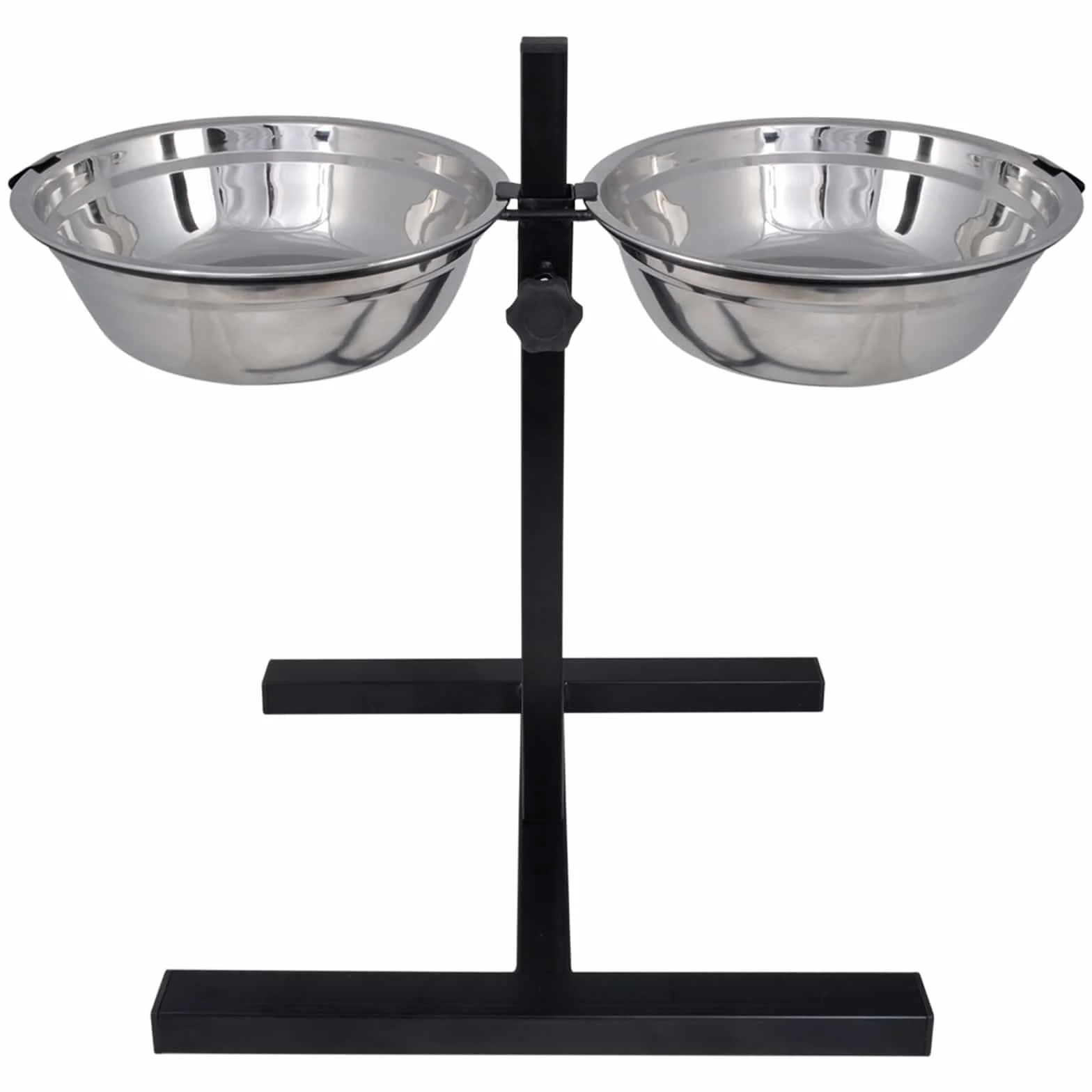 Comedero elevado con cuencos de acero inoxidable, dispensador de agua para perros y gatos, doble estación antideslizante, 4,1 L por cuenco, con 15 kg de comida seca para interior y exterior