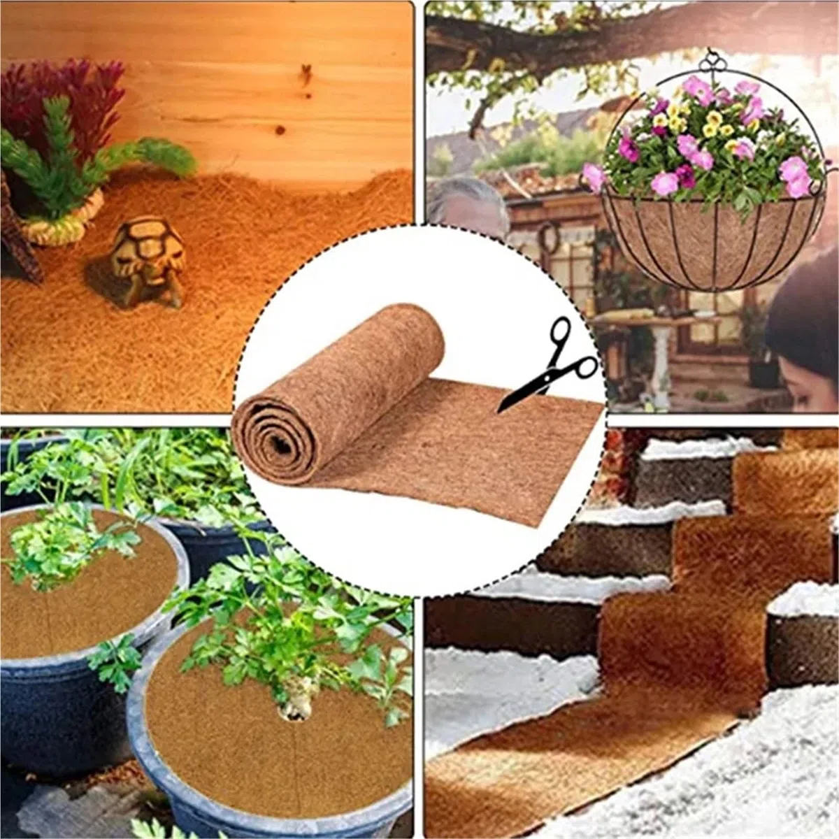 Rollo de Fibra Vegetal, Alfombra for Reptiles, Ropa Cama, Aislamiento, Cesta for Maceta, Forro Coco(200cmx50cm)
