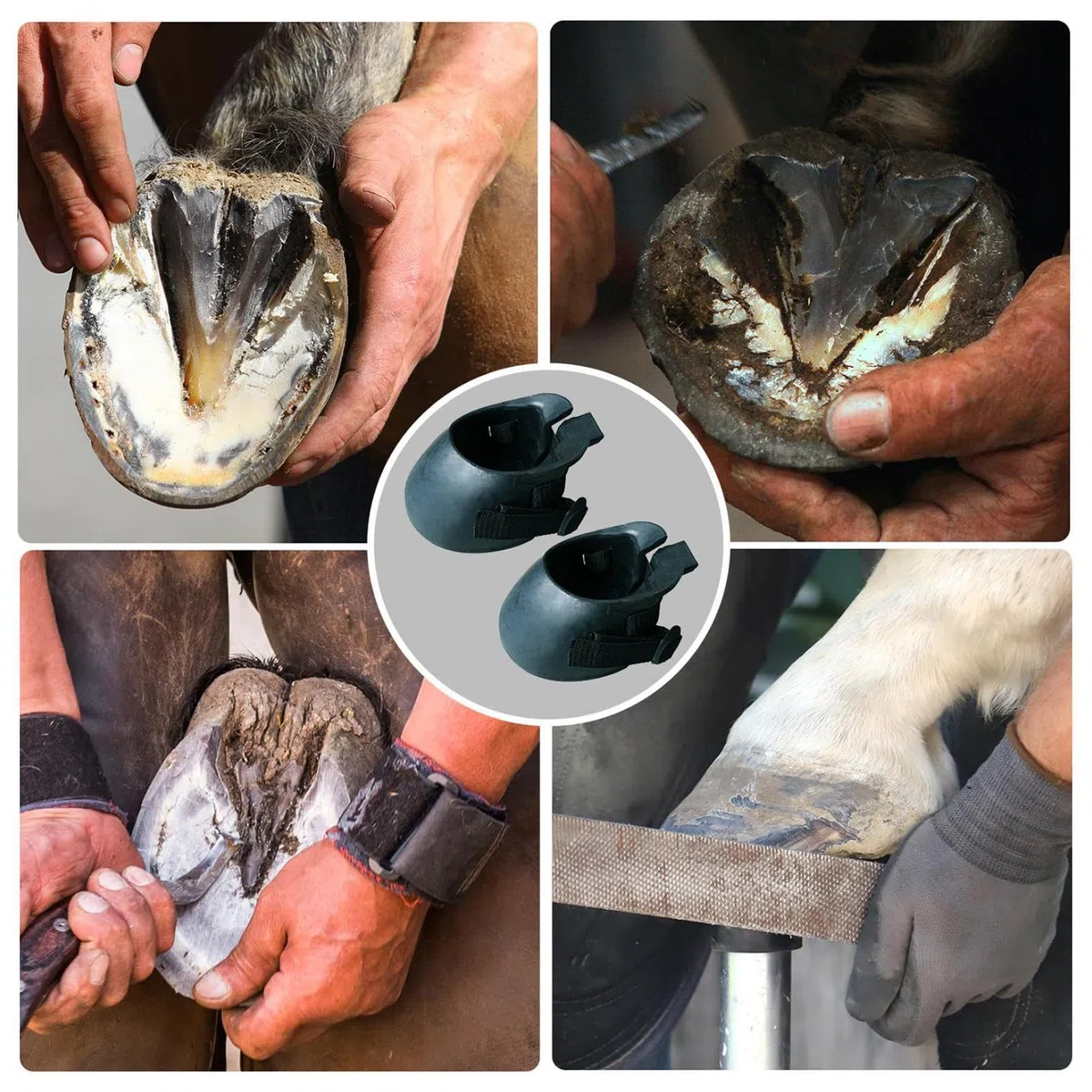 Botas para Pezuñas de Caballo Antideslizantes de Goma con Correa Ajustable