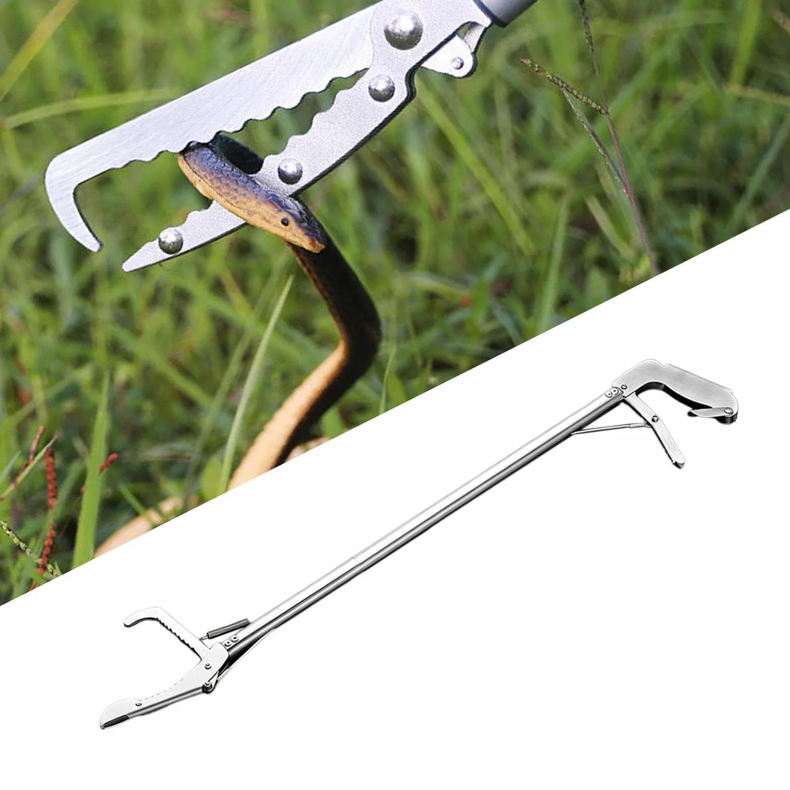 Pinza para Serpientes, Pinza para Serpientes de, Recogedor de Basura Portátil de con Ajustable, Caño Curvo de 200 Cm