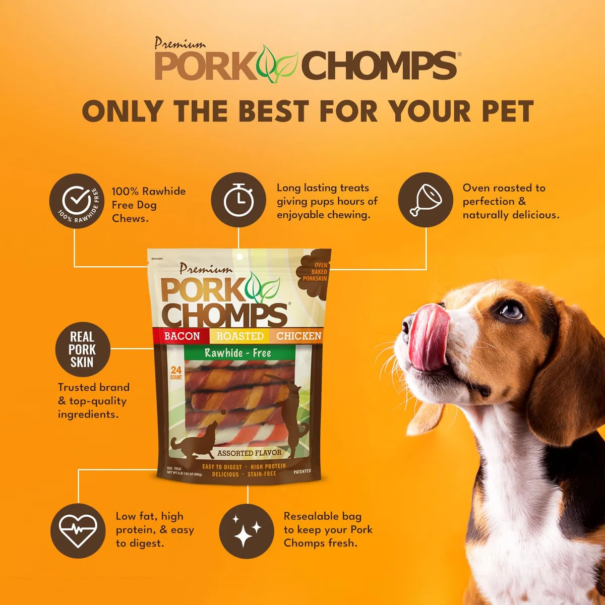 Scott Mascota Productos 24 Count Cerdo Chomps – Pastillas masticables Surtidos Twistz Treat, 6 "