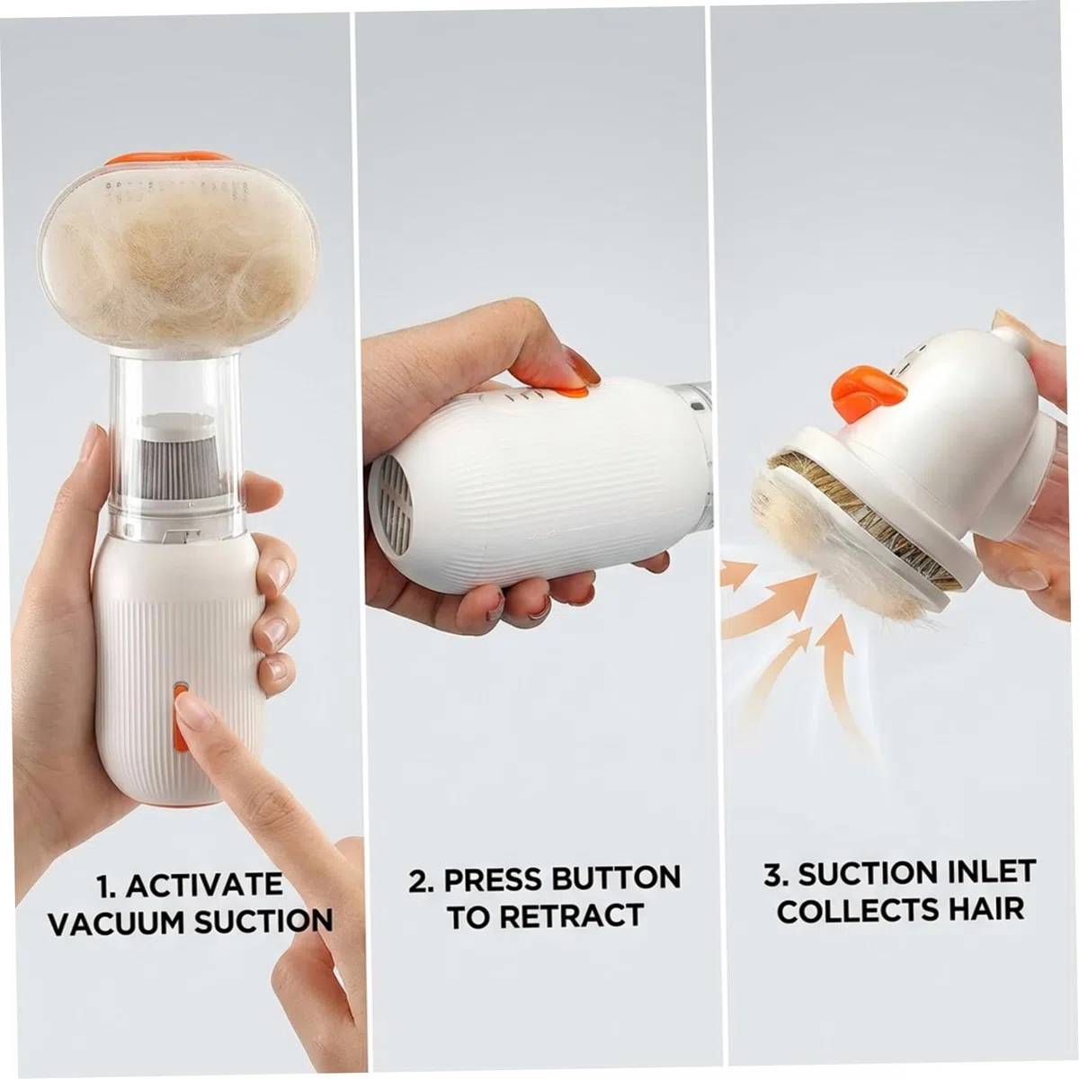 Cepillo de aspiradora para perros, 4 en 1, aseo de mascotas para perros y gatos con autolimpieza, diseño inalámbrico, herramienta de aseo para pelo corto y mediano