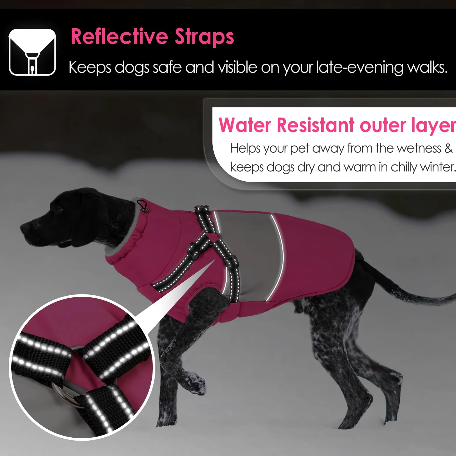 AOFITEE Abrigo para Perro pequeño, Abrigo de Invierno para Perro con arnés Integrado, Chaqueta cálida para Perros con Cremallera y Cuello de Forro Polar, Chaqueta de Nieve Impermeable para Mascotas