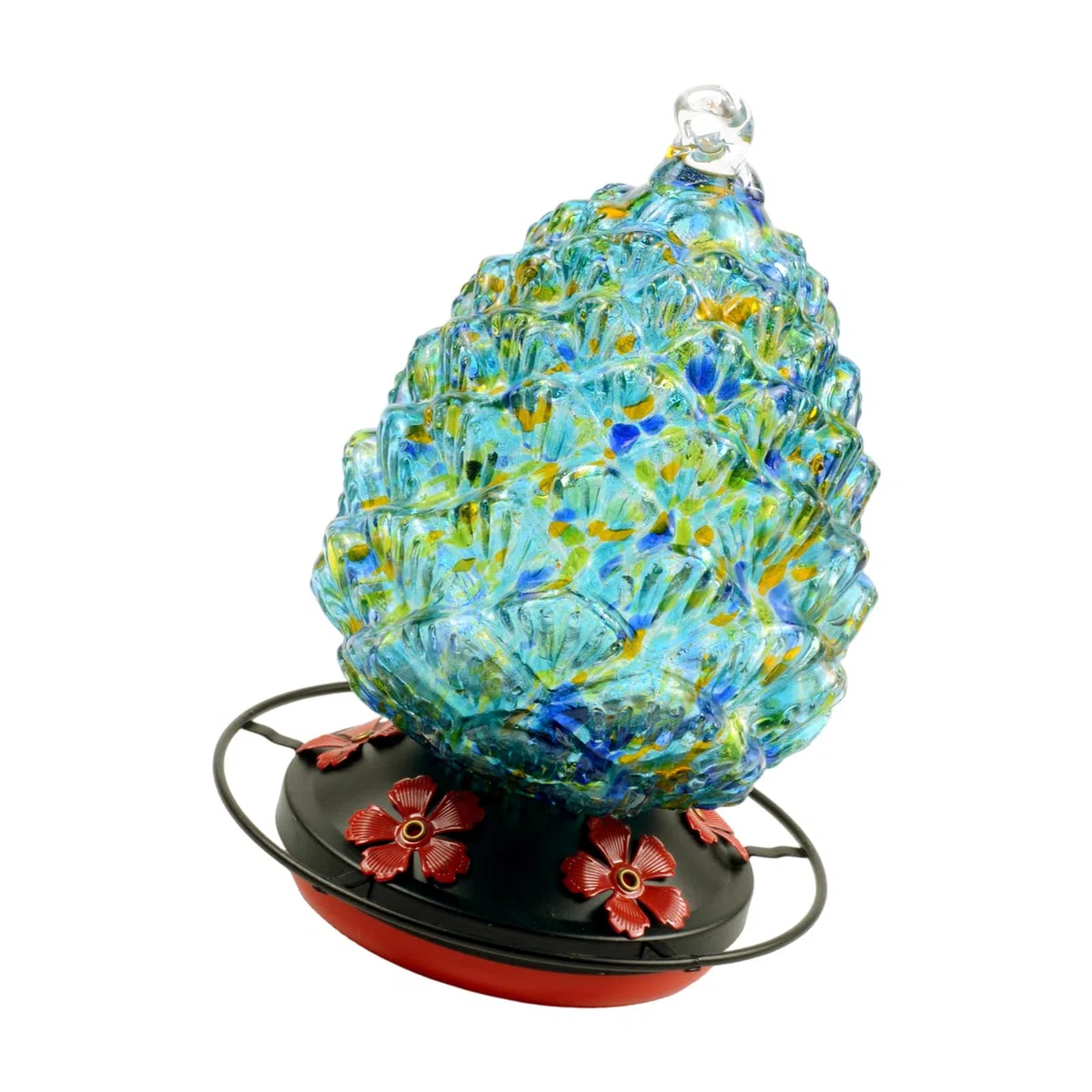 Comedero para pájaros para observadores de colibríes, Colgante de con Base de Metal y Soporte para Percha, alimentador de vidrieras para Patio, balcón, Patio, decoración para Amantes de los de