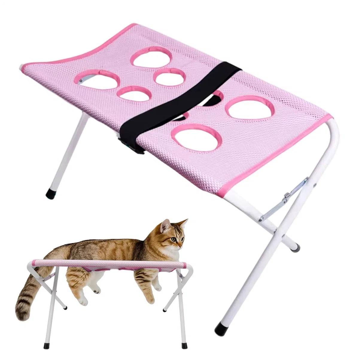 Hamaca de Aseo Mesa Transpirable De 8 Orificios | Arnés hamaca para corte de uñas de gato en mascotas pequeñas y medianas, baño en casa, corte de pelo, uñas y cuidado