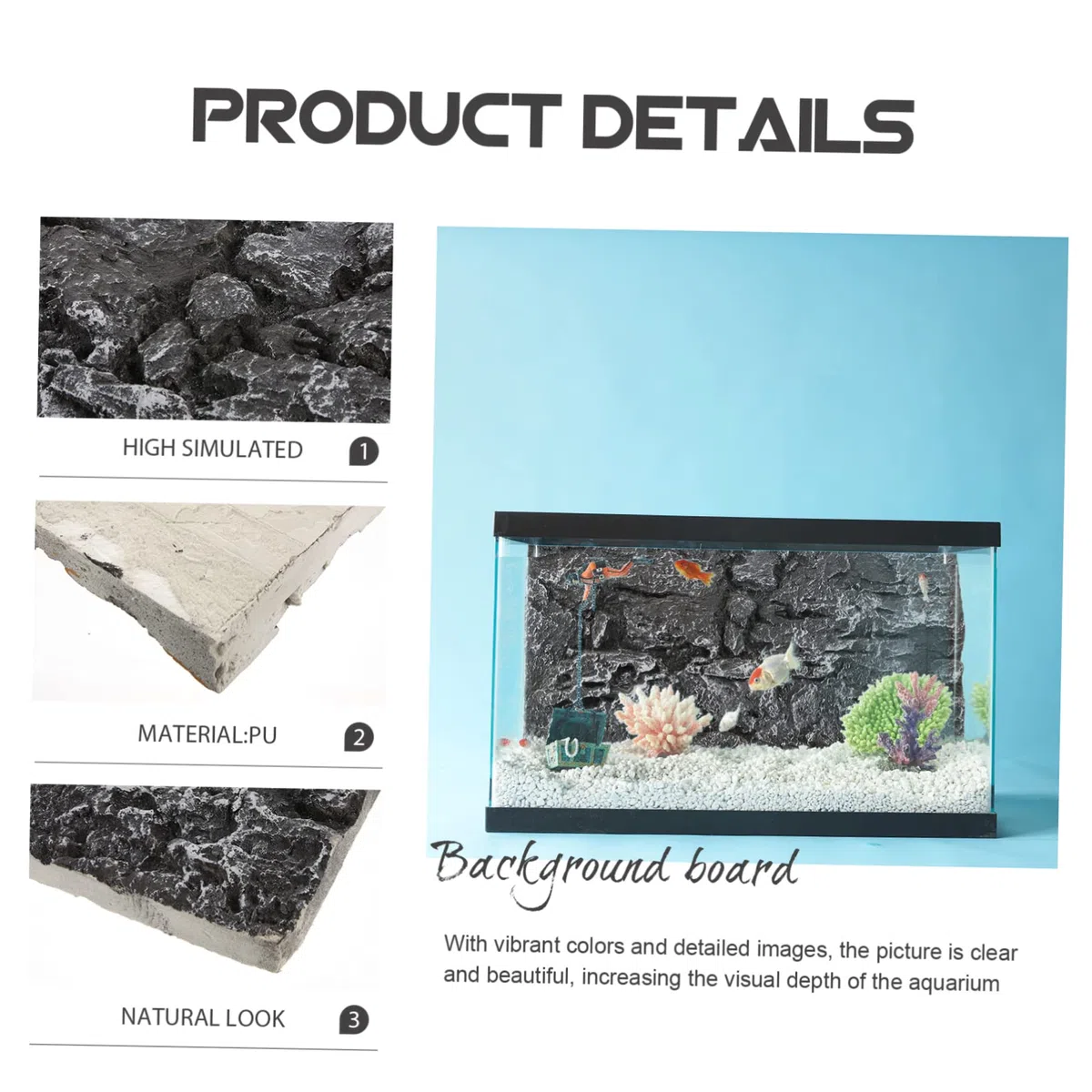 Hohopeti 6piezas Fondo para Acuarios y Terrarios Decoración De Tanque De Reptiles Paneles De Rocas para Peceras y Espacios Acuáticos para Tortugas y Lagartos Diseño Vibrante y Detallado