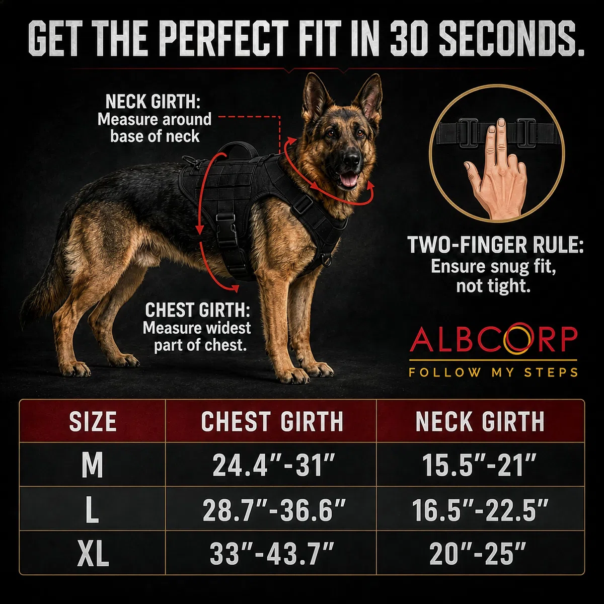 ALBCORP Arnés táctico para Perro Alcorp, Chaleco de Entrenamiento Militar K9, arnés para Perros de Trabajo, para Perros medianos, Grandes y XL