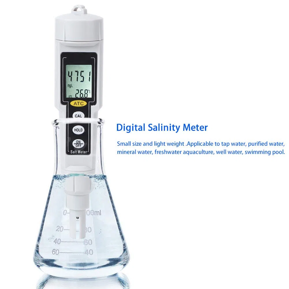 Probador digital portátil de salinidad, pantalla LED de alta precisión para piscina de agua salada y acuicultura