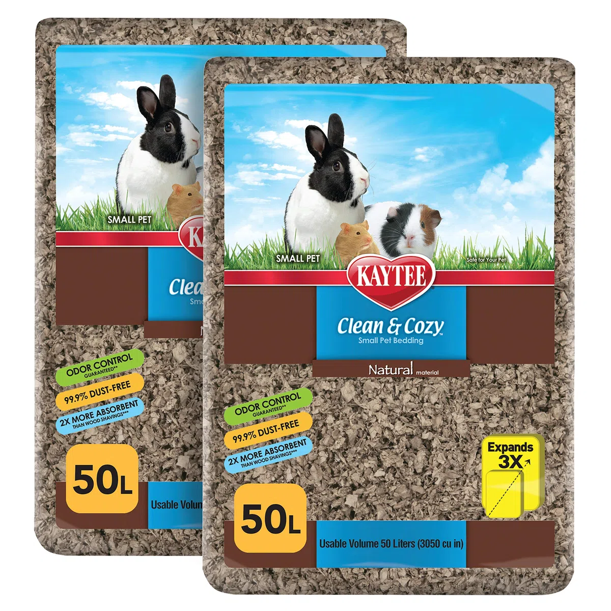 Kaytee Clean & Cozy - Ropa de Cama Natural para Mascotas de Animales pequeños SIOC 2/50 litros, Color marrón