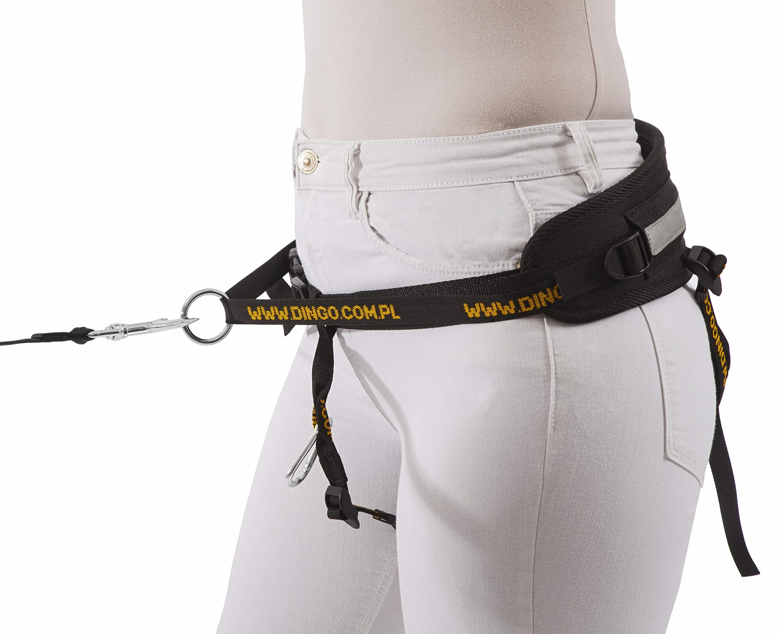 Dingo Canicross Cinturón 4 en 1 Universal, Ajustable, Seguro, Reflectante, Multifuncional, Cinturón de Paseo para Perros Manos Libres para Correr, Hacer Deporte, Trotar, Entrenar, Negro