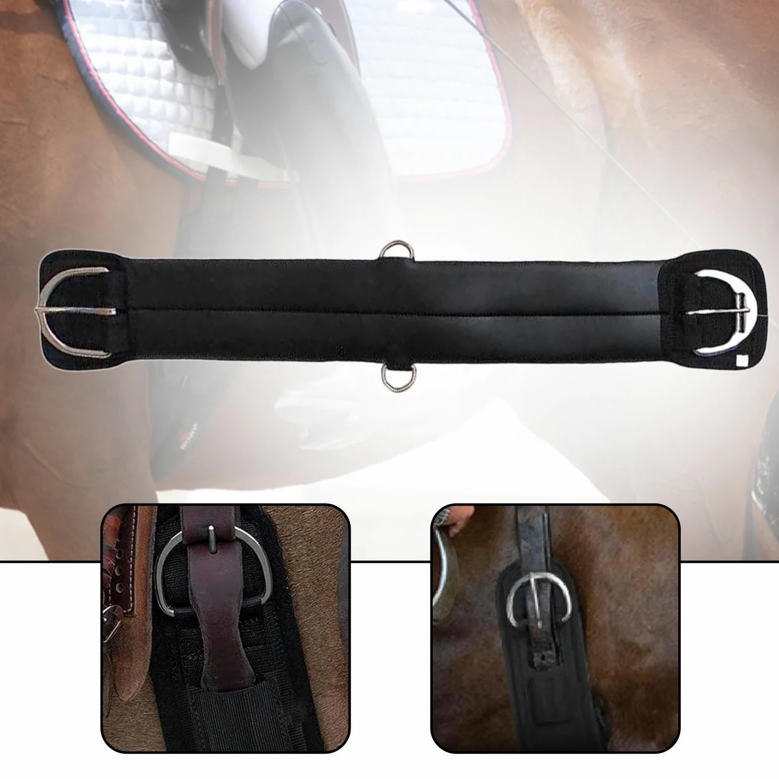 harayaa Cincha para Caballos Equipada con Material Transpirable, Diseño Elástico Y Cincha Acolchada para Deportes Ecuestres, Caballos de Ocio Y Equitación Pro