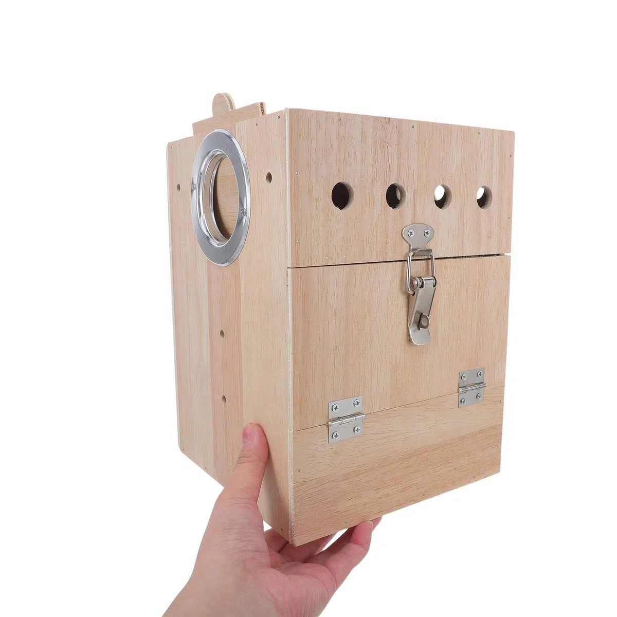 Caja Nido para Periquitos Mediana de Madera para Cría de Aves, Suministros para Nidos de Pájaros, con Diseño Seguro y Ventilación Óptima, Adecuado para Jaulas Estándar y Cría