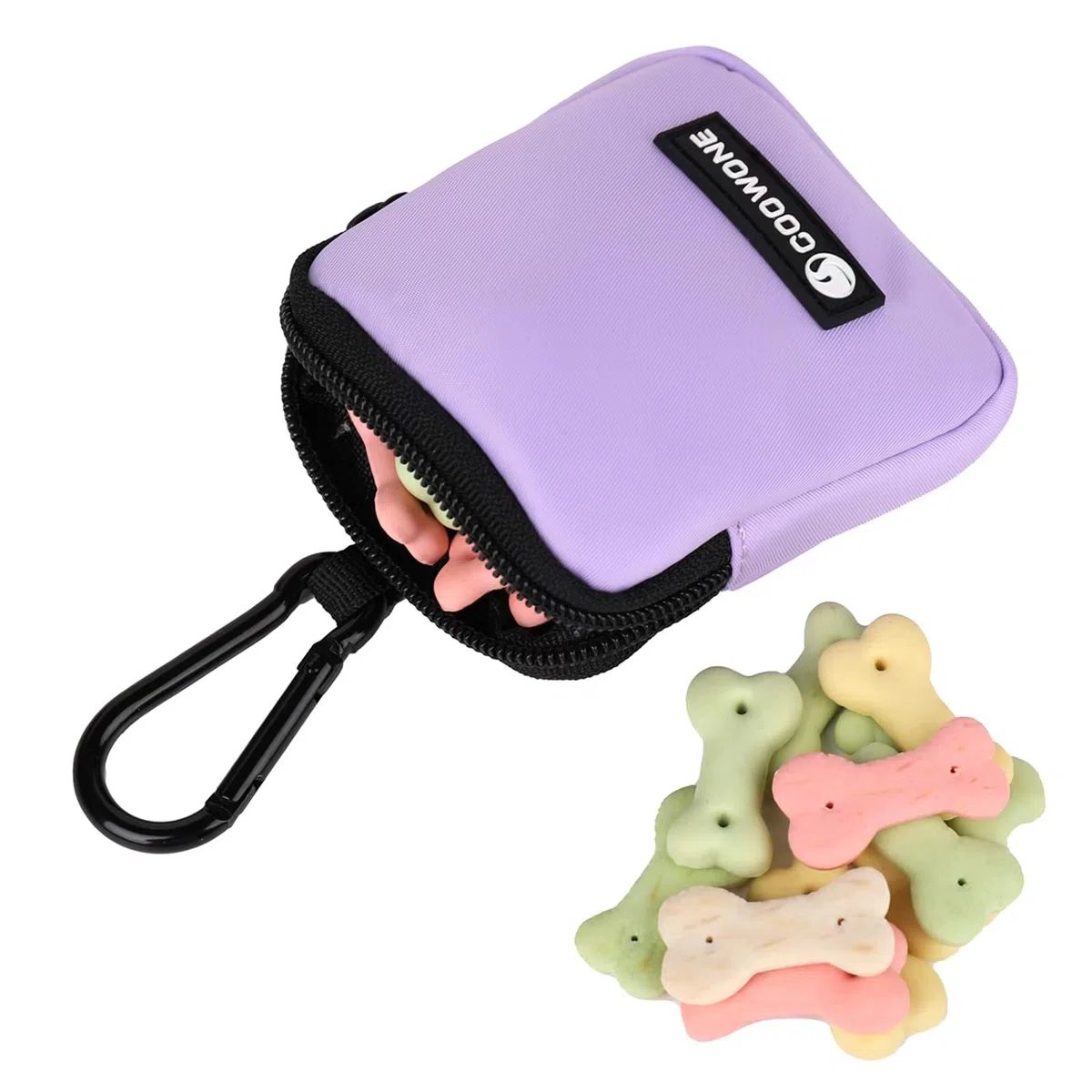 Bolsa impermeable para golosinas para perros, bolsa de entrenamiento para perros, dispensador de bolsas de excremento integrado, bolsa de hombro ajustable (BLK) (bolsa pequeña violeta)
