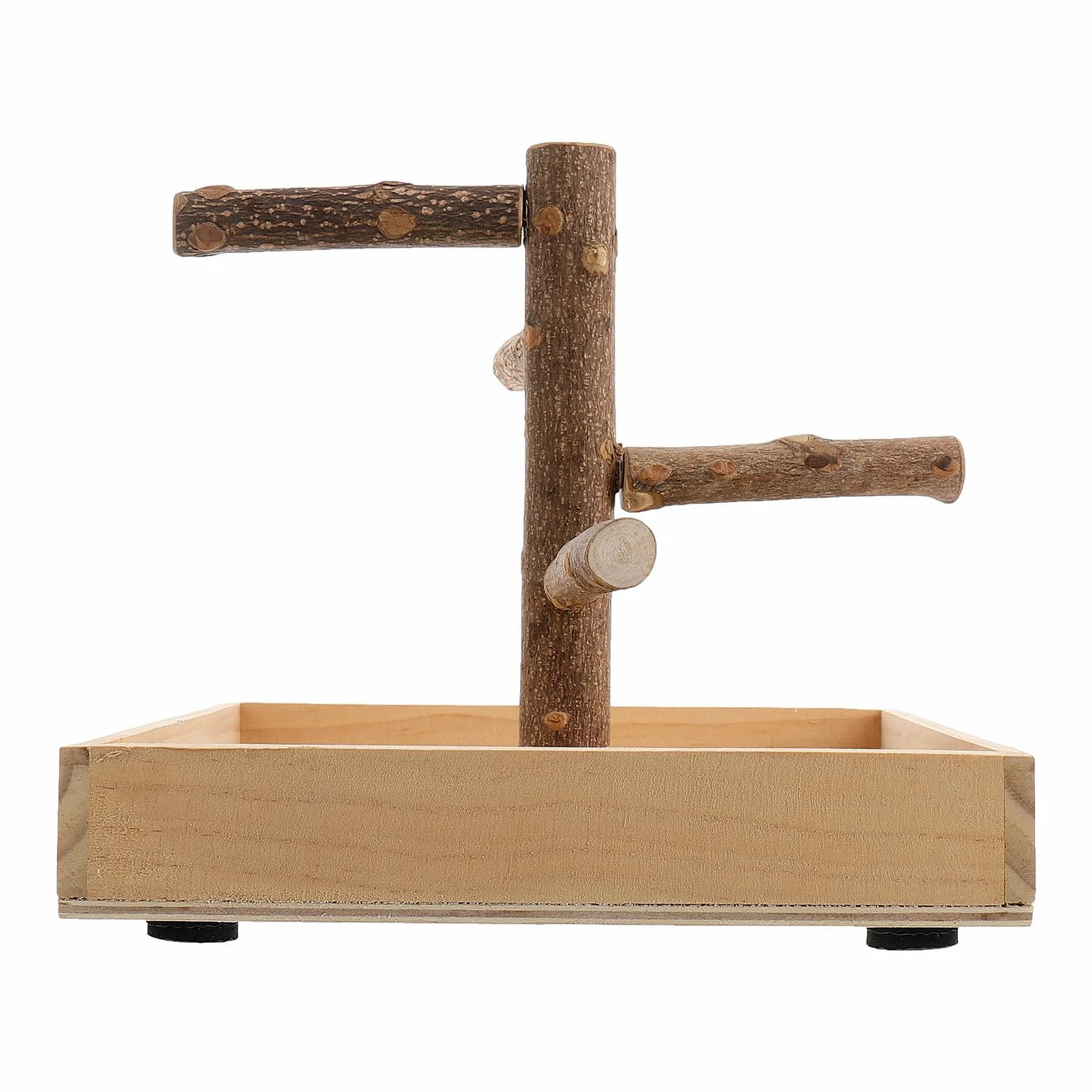 Puesto de Madera para Pájaros, Juguete de Entrenamiento Portátil Beige | Soporte de Percha para Loro, Madera Natural, Ayuda a Equilibrio y Coordinación, para Periquito y Ave