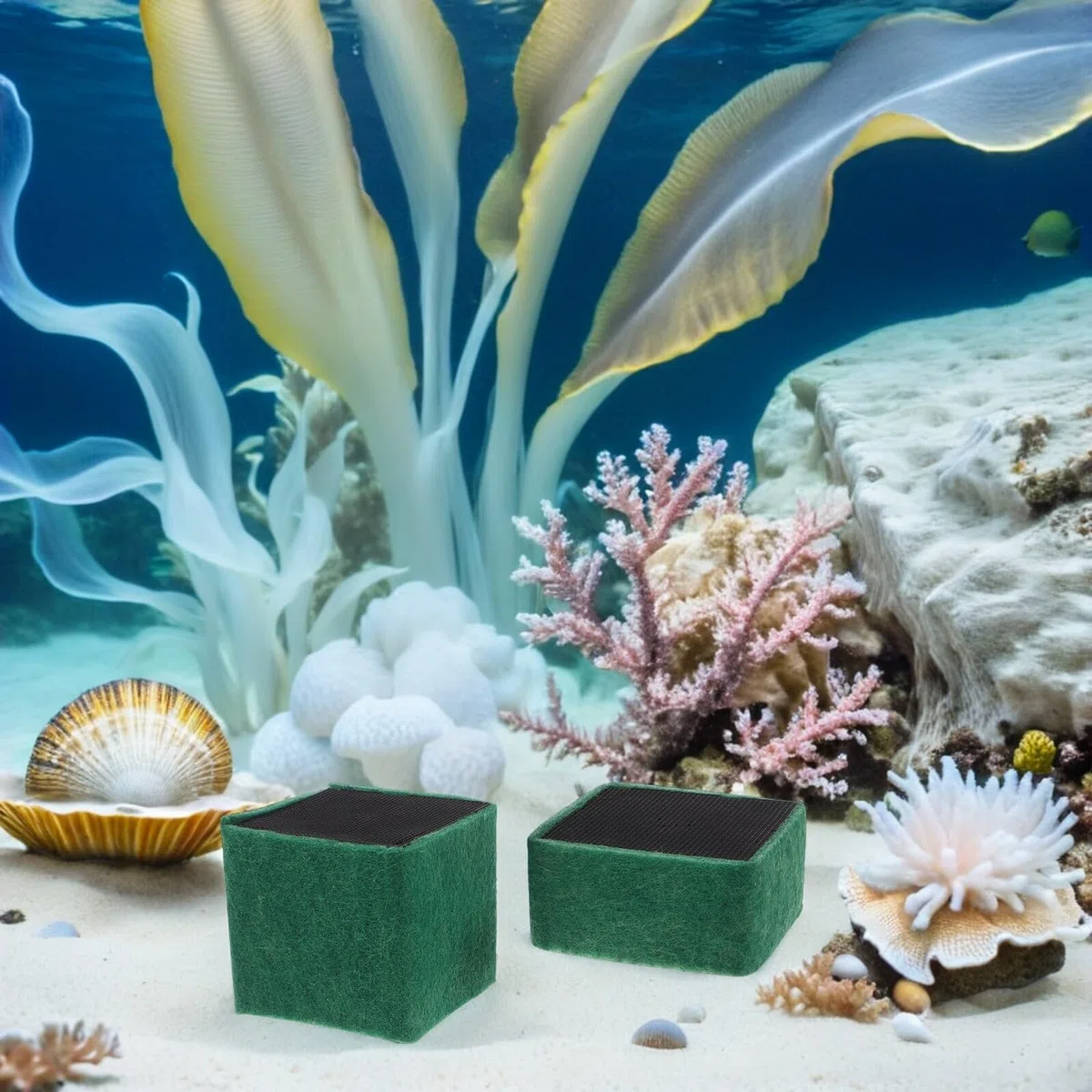 Mobestech Cubo Purificador de Agua para Acuario 4 Piezas 2 Pequeños 2 Grandes Filtro de Carbón Activado Ecológico Sistema de Filtración Silencioso para Peceras y Estanques