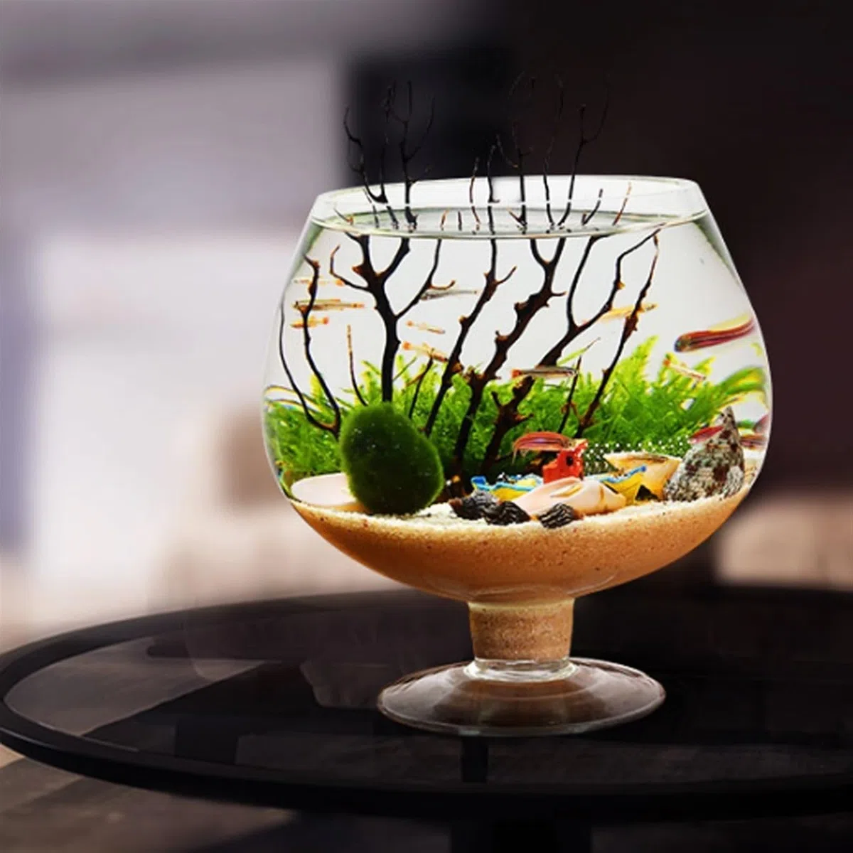 Acuario Tanque de Peces en Forma de Copa, Tanque de Peces, Acuario, Botella ecológica de Escritorio, Tanque de Peces pequeño, Agua de Vidrio Transparente for Mascotas Peces Acuario(Grande)