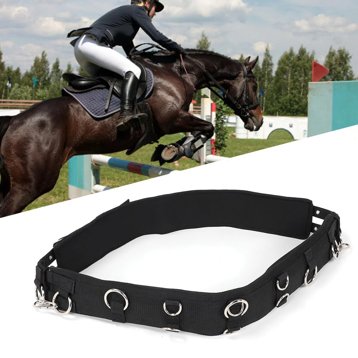 Pyhodi Cinchuelo de Entrenamiento para Caballos, Cinchuelo de Entrenamiento de Caballos de Cuero Profesional con Diseño Ajustable Cinchuelo de Entrenamiento, Cinchuelo de