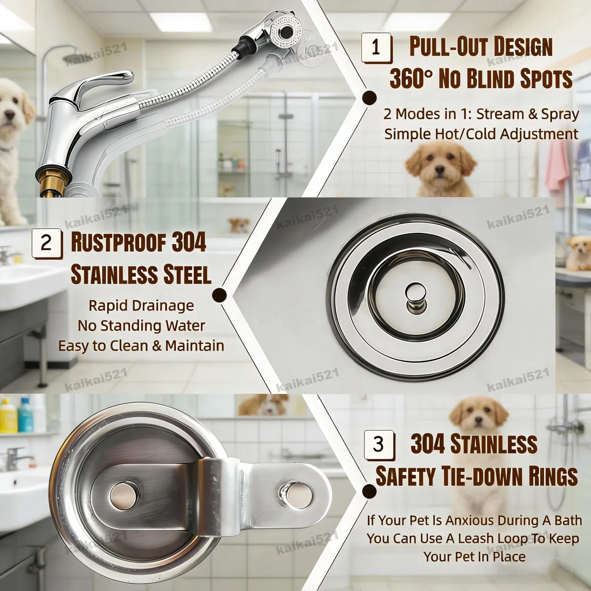 Bañera Acero Inoxidable Profesional para Perros Grandes 100 kg (120cm) | Estación De Baño Profesional Acero Inoxidable Para Perros,Bañera Peluquería Canina Longitud Mascota Alfombra Antideslizante
