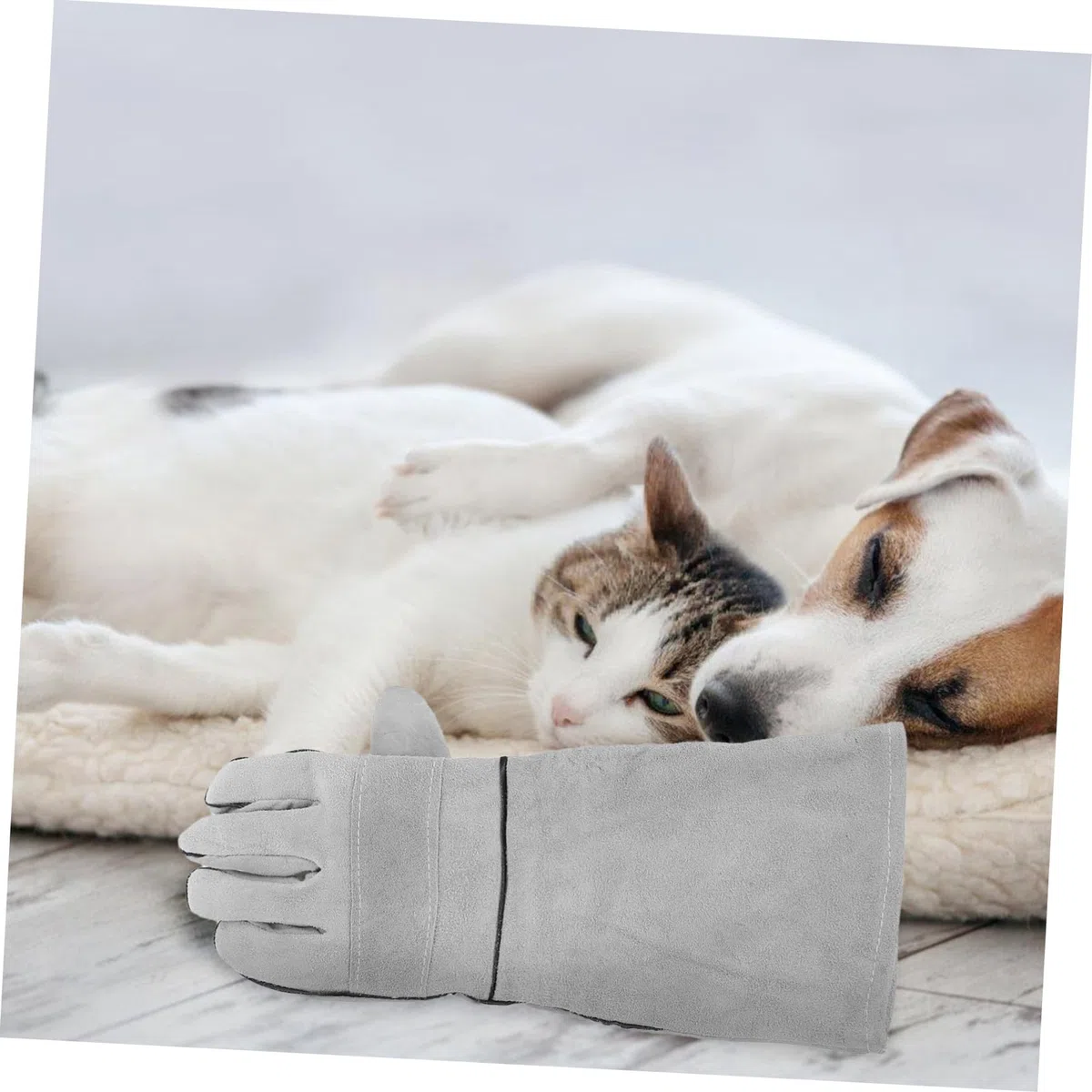 POPETPOP Guantes Antimordeduras para Perros y Gatos, 1 Par, Cuero