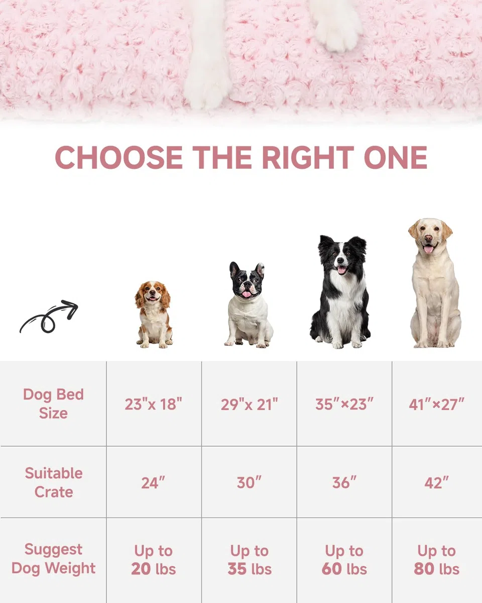 Cama para perro lavable de lujo de felpa para perros con cajón de cama cómoda para perros y razas grandes, jumbo, medianas, perros pequeños y gatos, 35 x 23 pulgadas, color rosa