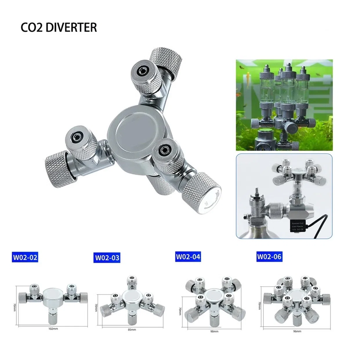 Separador de CO2 for Acuario multicanal Acero Inoxidable, válvula retención, generador for pecera, Accesorios reguladores(W02-02)