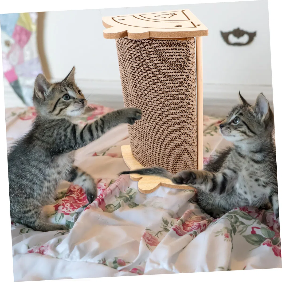 COLLBATH Rascador para Gatos De Cartón Ondulado Interactivo Tablero De Arañazos De Resistente y Duradera Protector De Muebles para Gatos para Uso Interiores