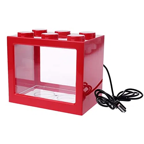 Acuario Mini Tanque de Peces de Acuario con DIRIGIÓ Luz de lámpara Betta Betta Fish Fighting Cilindro Mini Vidrio Oblato Kit Kit Pequeño Tanque de Peces Oceanario (Color : B, Size : M)