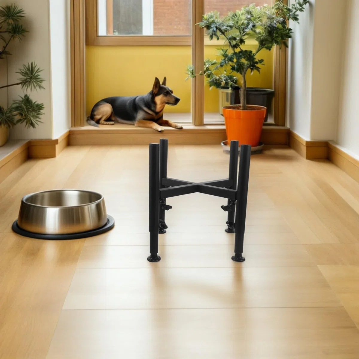 YARNOW Soporte para Cuencos de Perro de Acero Inoxidable Ajustable de 6.3 a 10.2 Pulgadas Base Estable y Mantenimiento Fácil para Uso Diario en Ocupadas