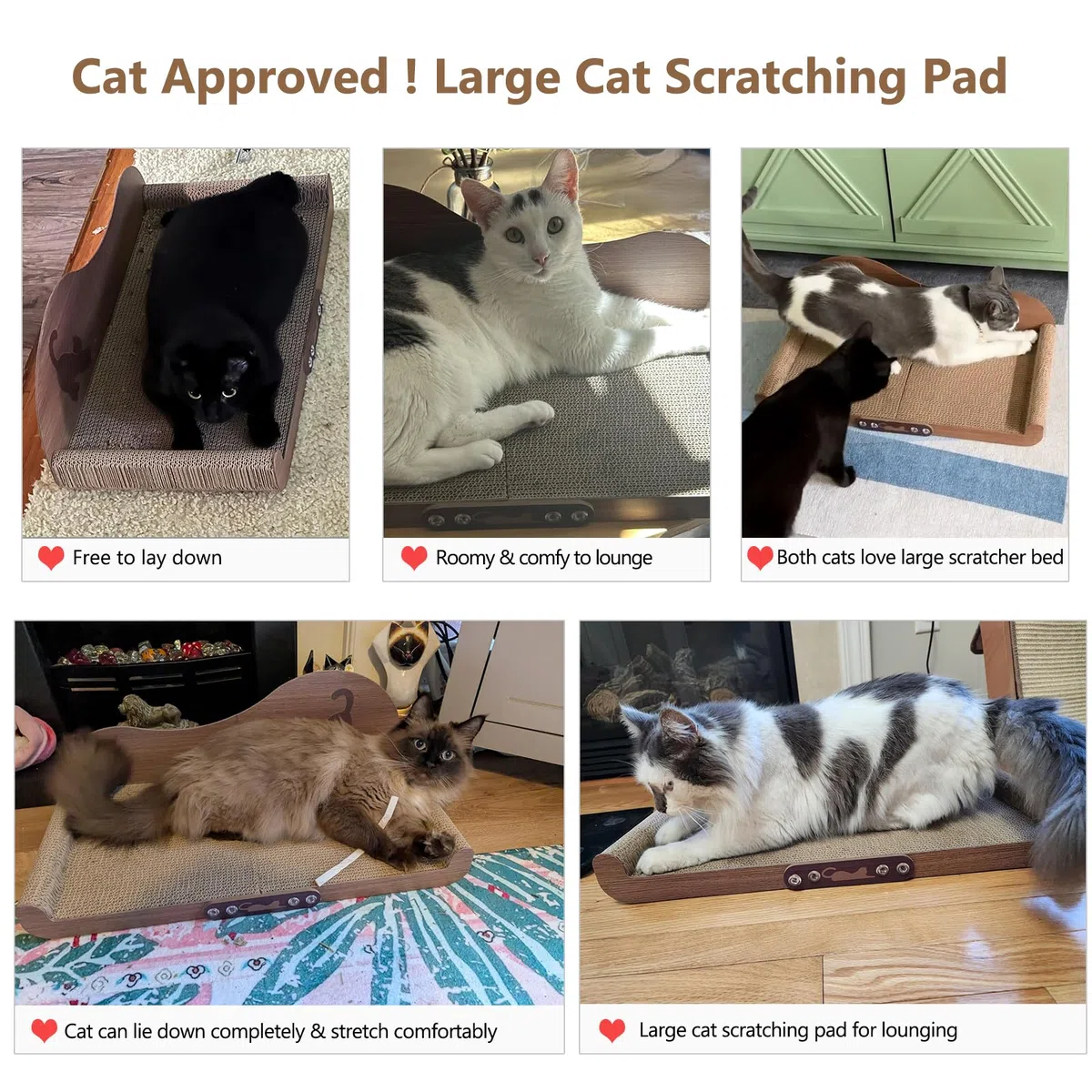 NATUYA Cama de cartón rascador para gatos, sofá grande de 24 pulgadas, almohadilla duradera para gatos de interior