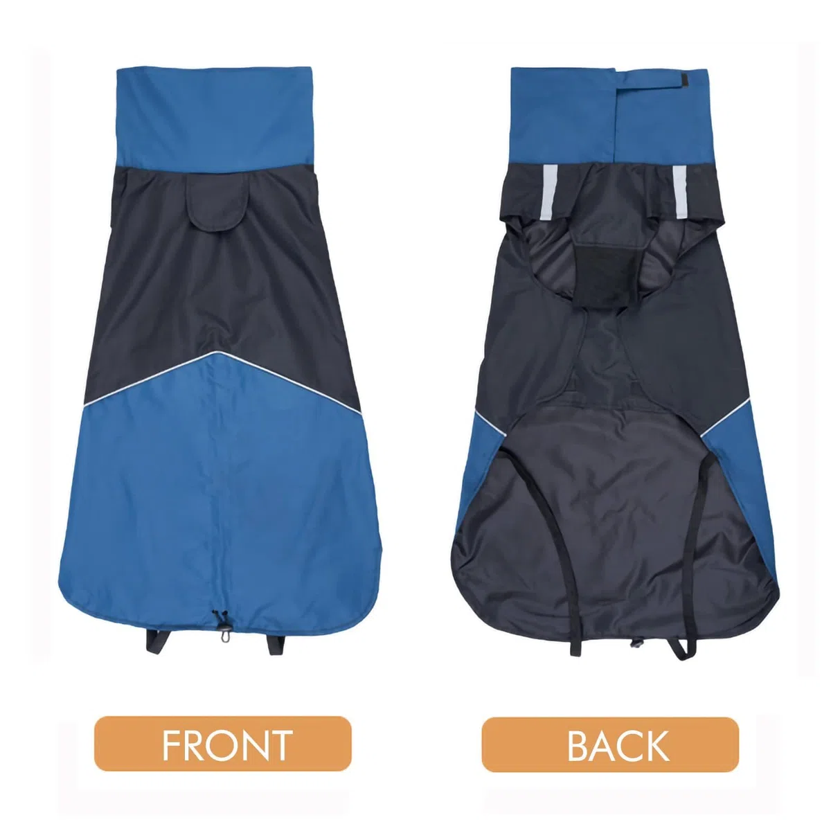 Abrigos cálidos para perro, resistentes al viento, chaquetas de invierno para exteriores, abrigos para clima frío para perro, impermeables con agujero para correa de perro, negro y azul, talla M