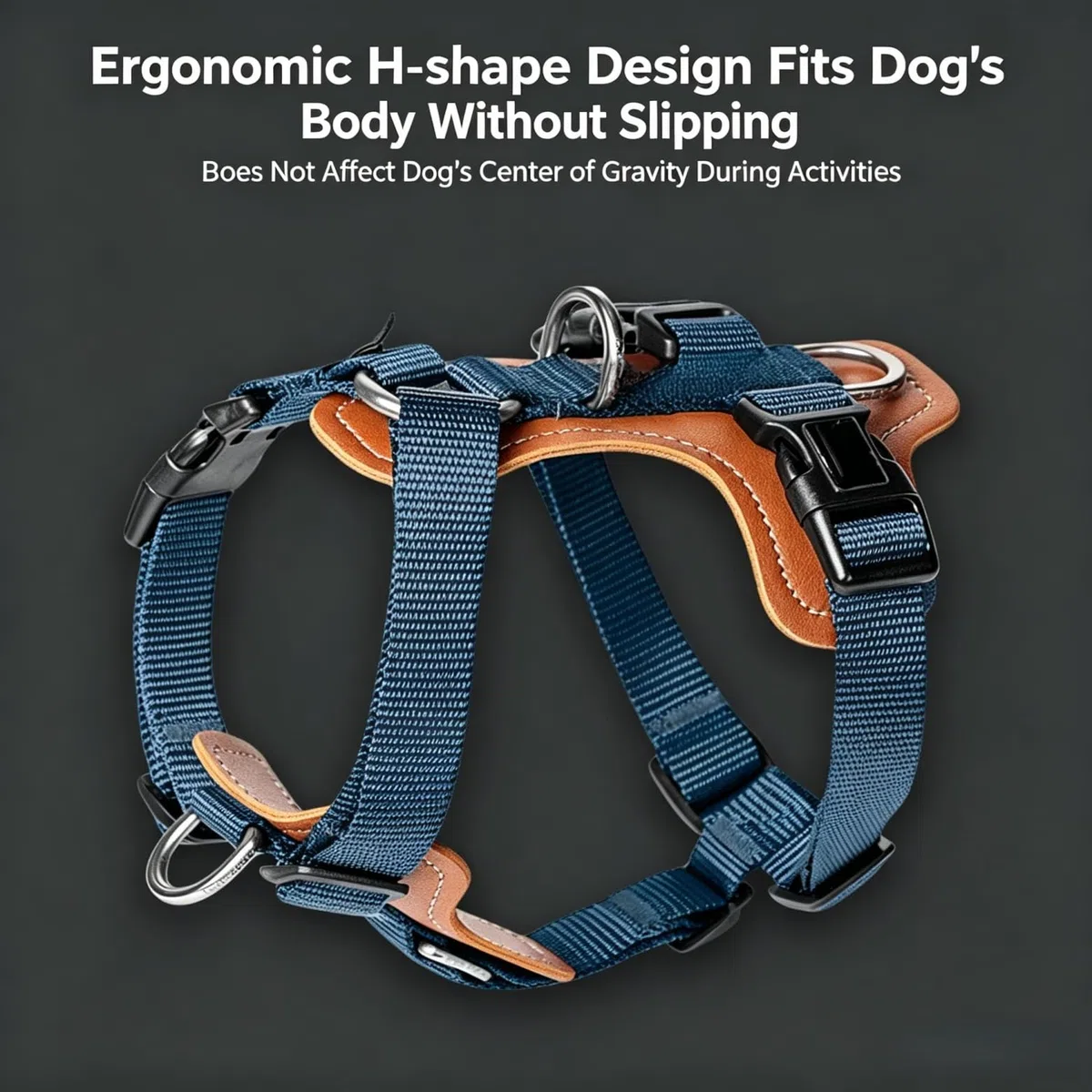 Arnés para perros en forma de H ajustable – Arnés antitirones con 2 anillos para correa, acolchado de malla transpirable, resistente al uso para entrenamiento y paseo, cromado, M