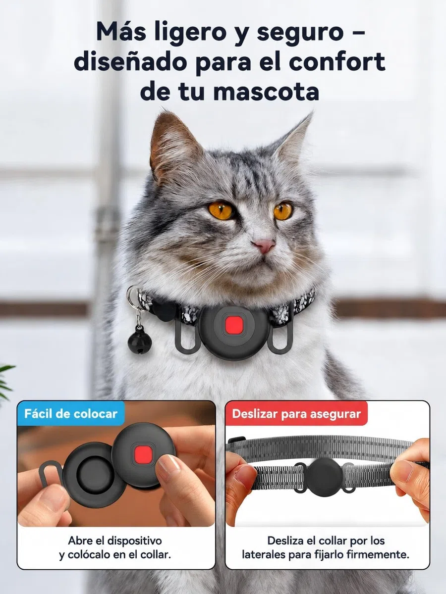 Spedal Localizador para Perros y Gatos, Smart Tag Android para Google Find Hub, Rastreador Bluetooth sin Suscripción ni SIM, IP67, Batería CR2032 Reemplazable hasta 1 Año, para Collar