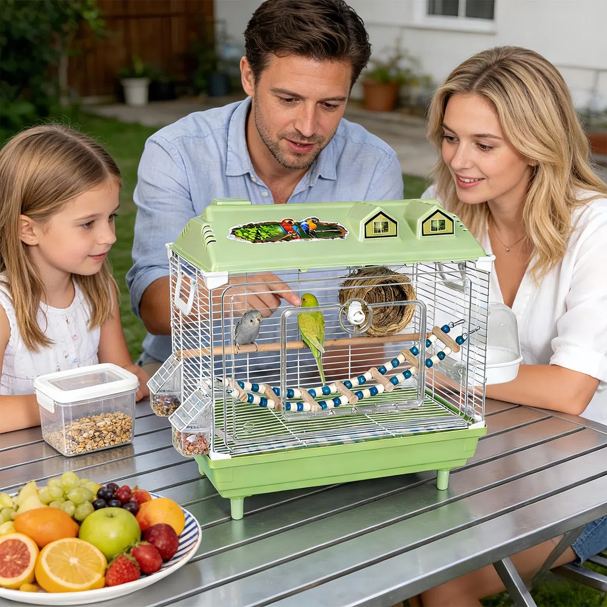 Jaula para Aves y Pájaros Hogar Portátil Transparente para Ninfas | Jaula para Canarios con de Madera Para Guacamayos, Conuros, Cacatúas, Pinzones Y Agapornis De Interior